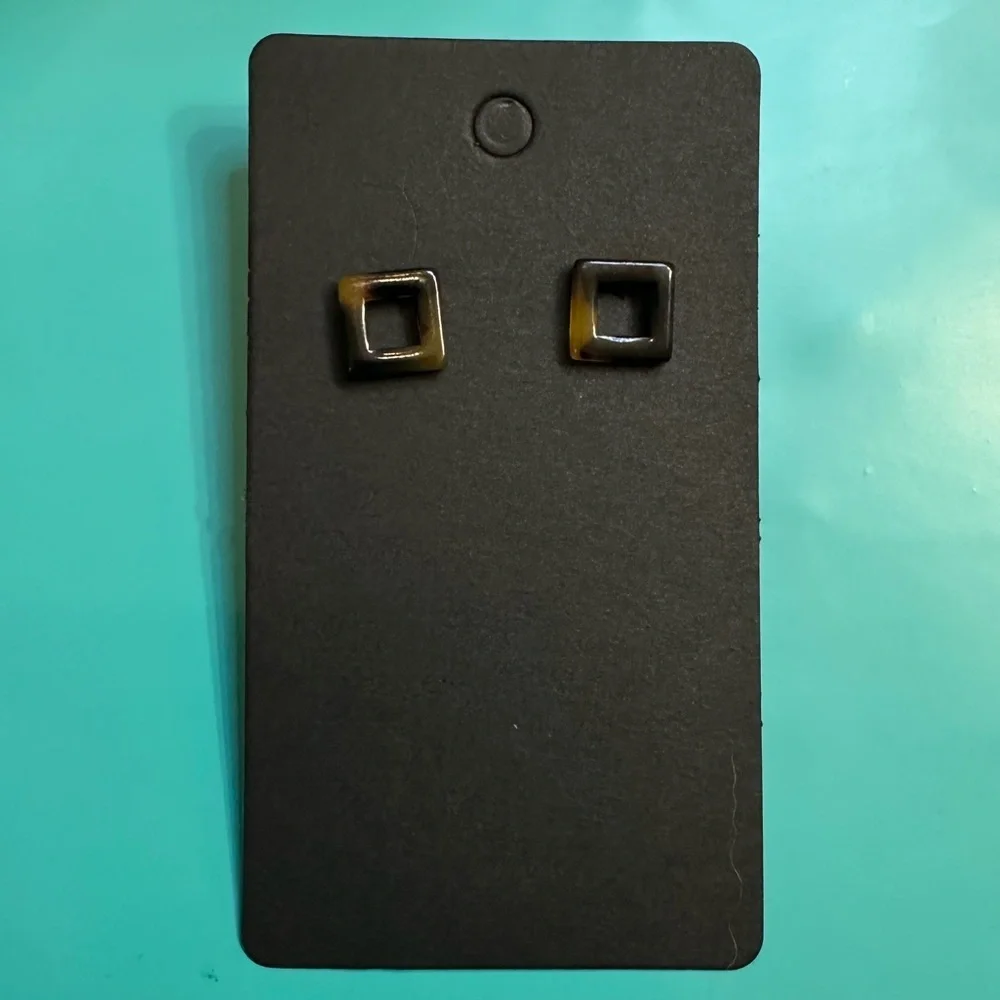 Tortoiseshell Square Cutout Stud Earrings